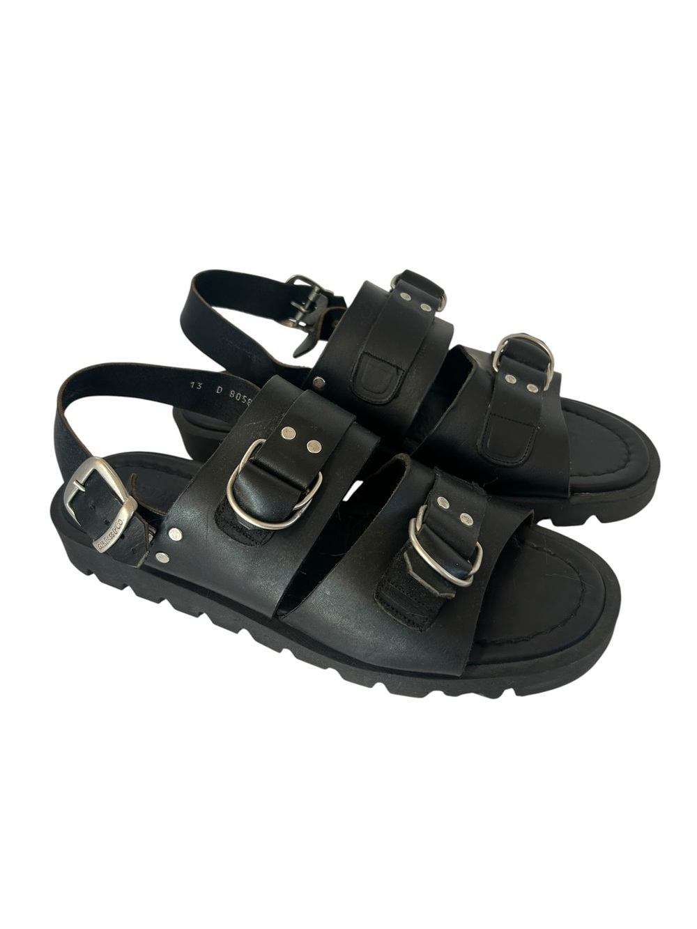 G. H. Bass Vintage Men’s Black Italian Leather Buckle Strap Fisherman Sandals 13